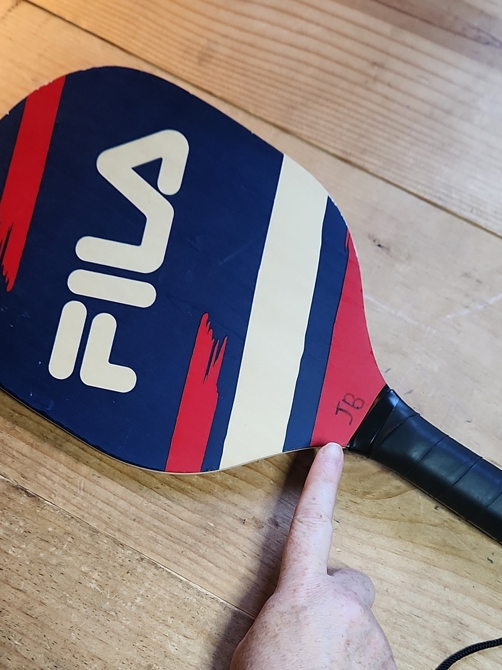FILA AR & JB Pickle Ball Paddles, Wood, Lot of 2 Red/White/Blue. Good - Picture 4 of 4